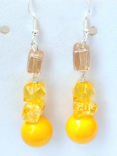Orecchino giallo pendente - giallo,